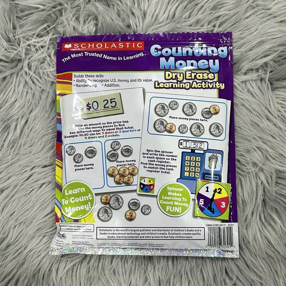 Scholastic Counting Money Dry Erase Learning‎ Activity Set K-2
